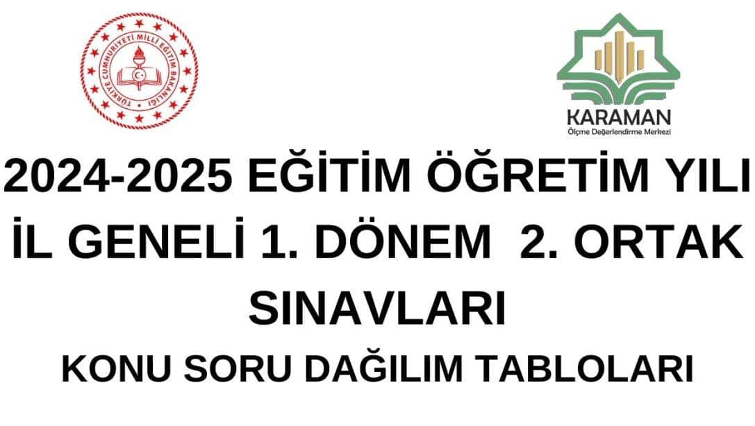 2. ORTAK SINAV KONU SORU DAĞILIM TABLOLARI